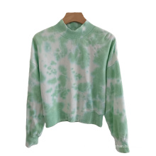 2021 Women's Cropped Hoodie Tops Long Sleeve Tie Dyed  Ladies Jogger Sweatshirt